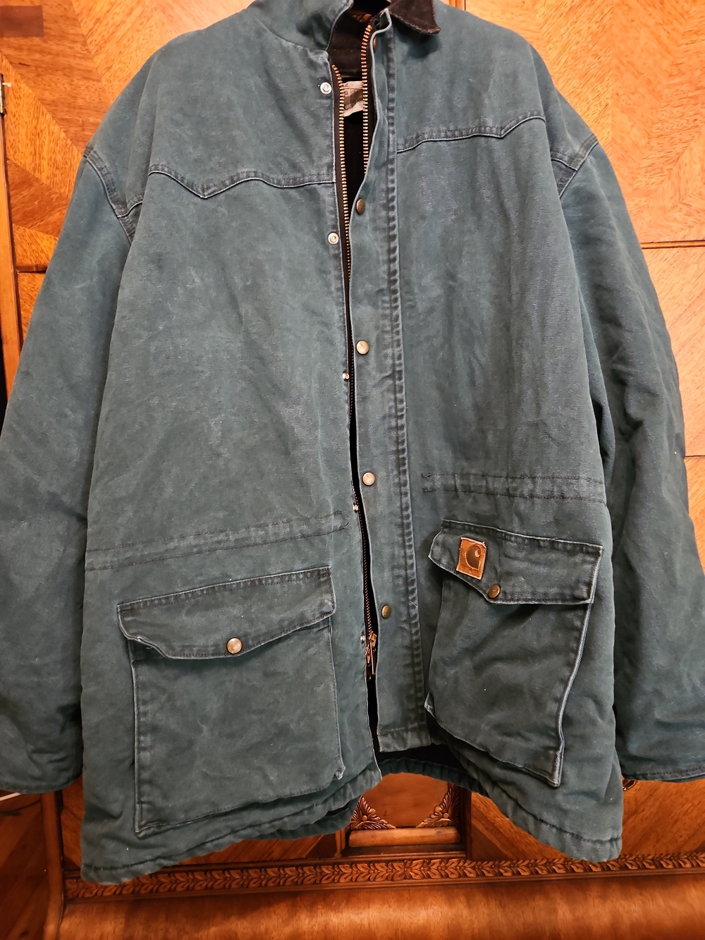 Carhartt Men's Teal Work Jacket 2XL Tall Work Chore HEAVY Coat